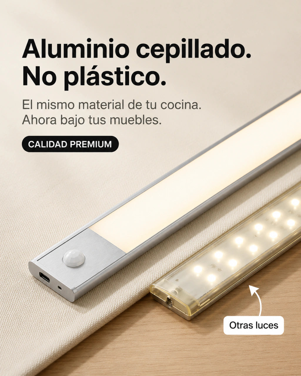Barra LED con Sensor de Movimiento — Luz Uniforme Que se Enciende al Acercarte
